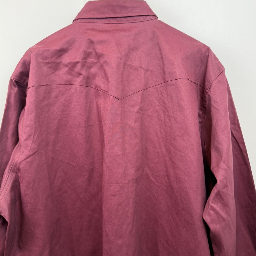 Wrangler Cowboy Cut Western Shirt Burgundy Cotton Snap Front Tall 2XT MS70719 - Picture 3 of 11